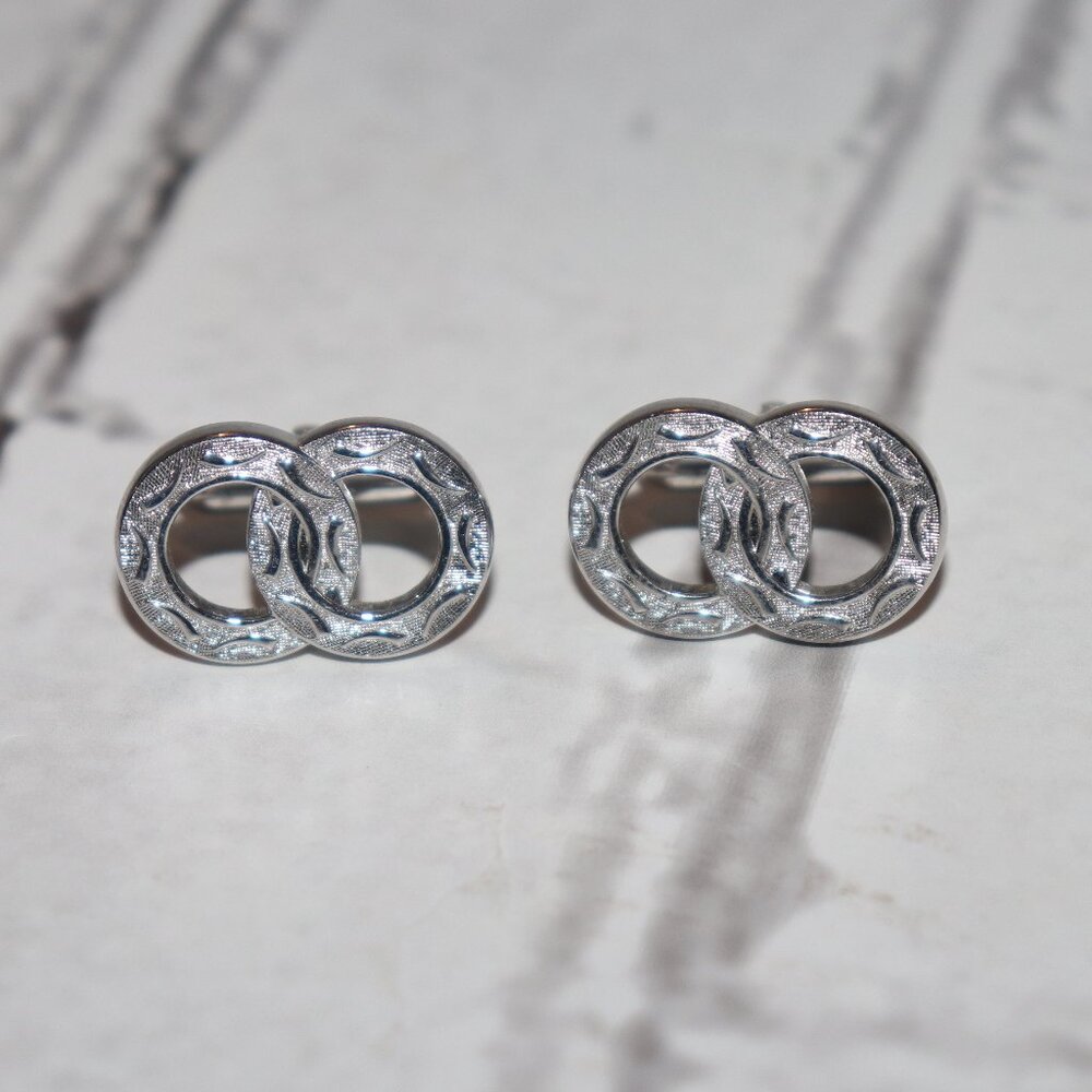 ✨ Vintage Silver Men’s Cufflinks – Wide Design (1")